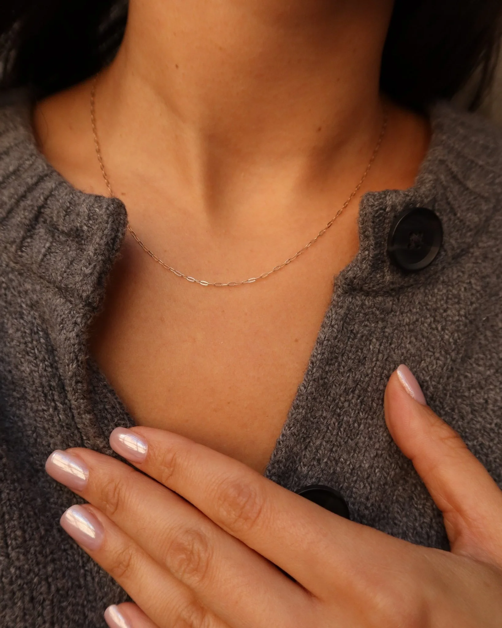 PALERMO 14K GOLD MINI PAPERCLIP NECKLACE - Image 3
