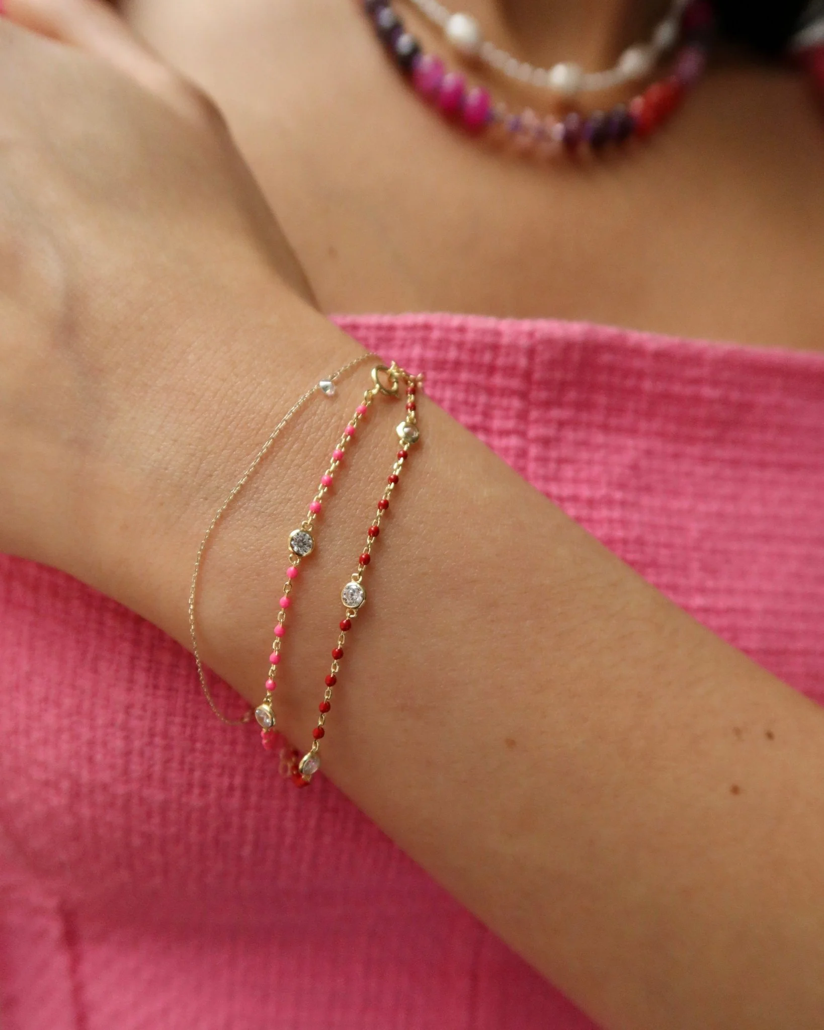 YAEL CZ ENAMEL BRACELET (RED) - Image 8
