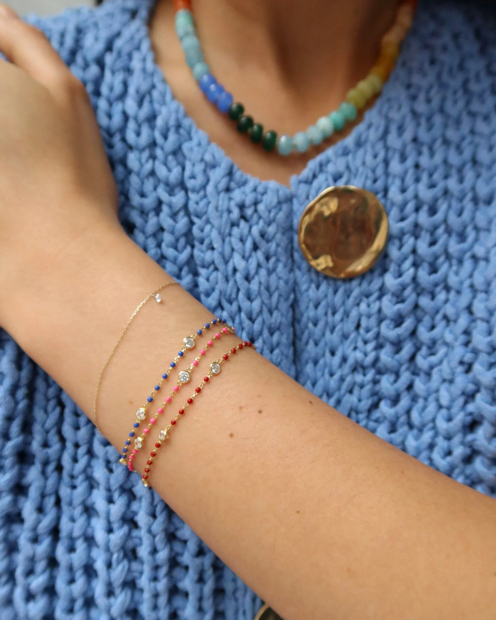 YAEL CZ ENAMEL BRACELET (BLUE) - Image 10