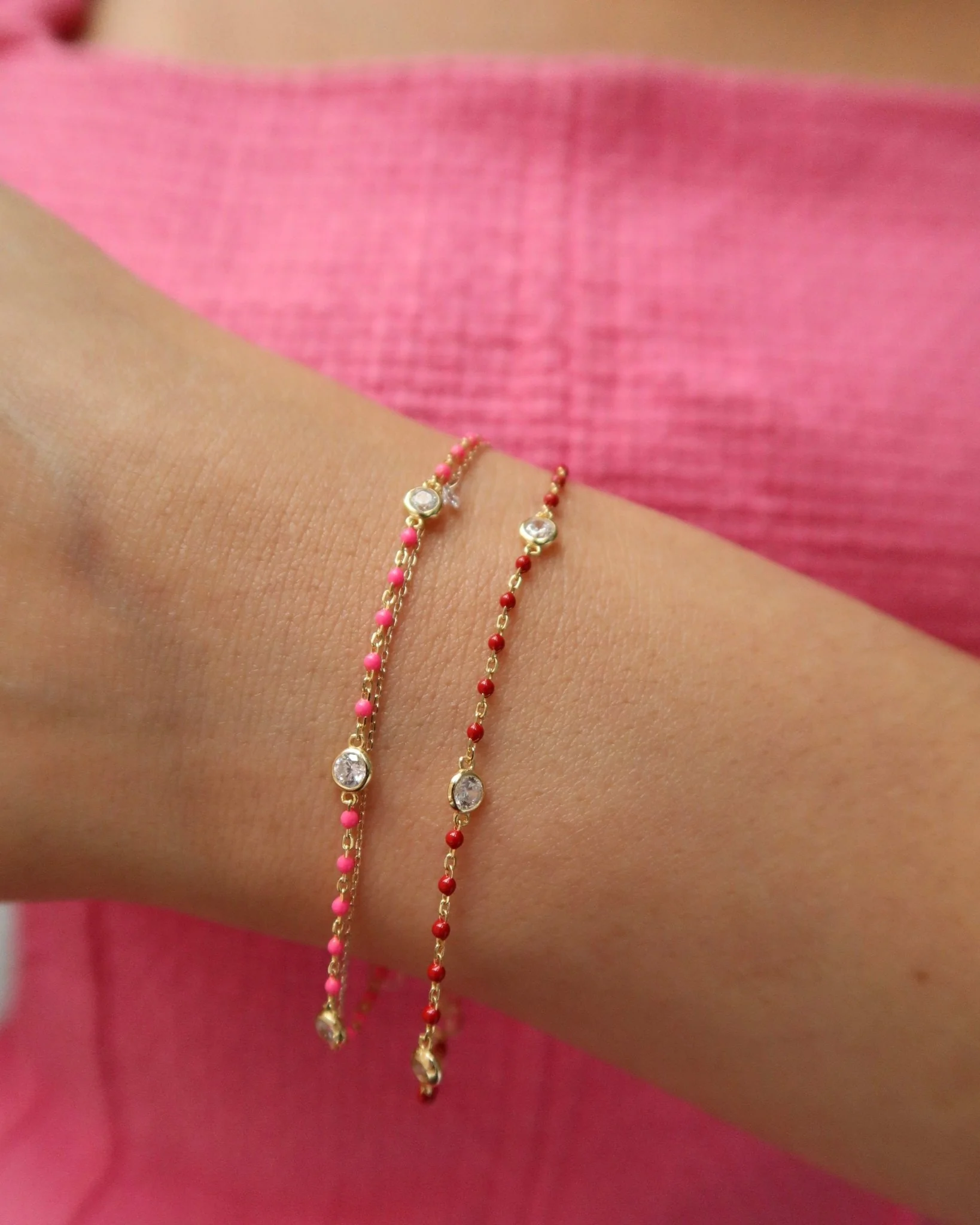 YAEL CZ ENAMEL BRACELET (PINK) - Image 2