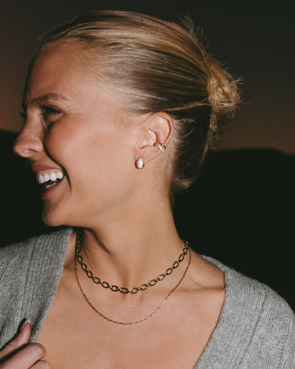 BIRDIE PAVÉ & GOLD DOUBLE EAR CUFF - Image 3