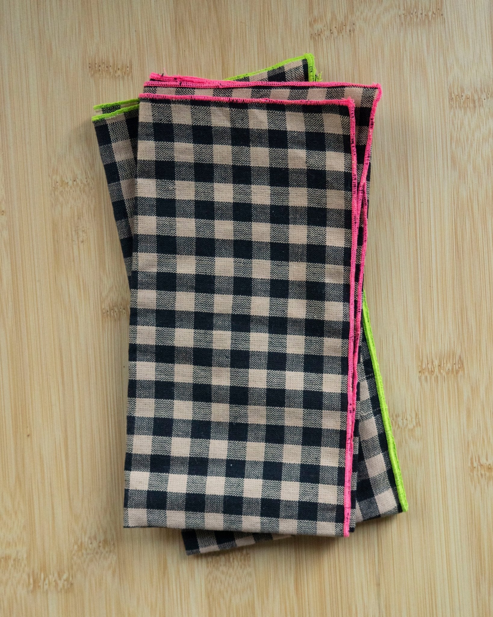 100% COTTON BLACK AND BROWN GINGHAM NAPKINS (SET OF 4) - Image 3