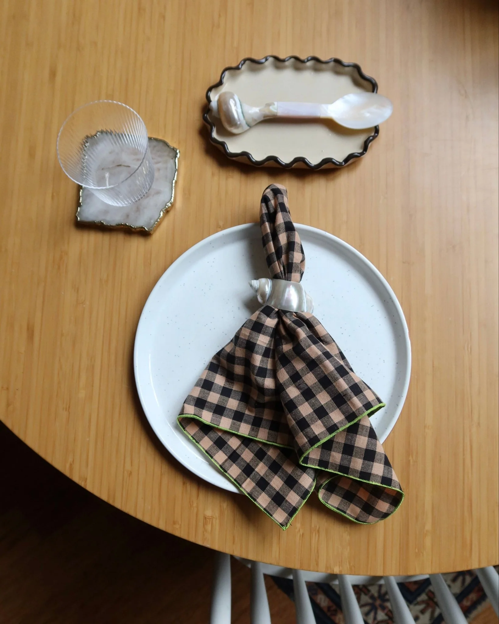 100% COTTON BLACK AND BROWN GINGHAM NAPKINS (SET OF 4) - Image 4