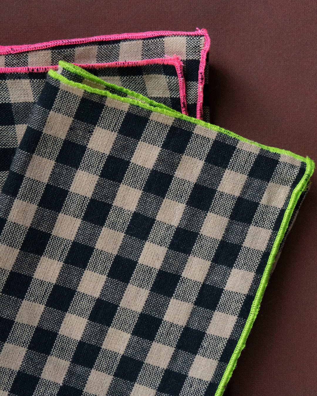 100% COTTON BLACK AND BROWN GINGHAM NAPKINS (SET OF 4) - Image 9