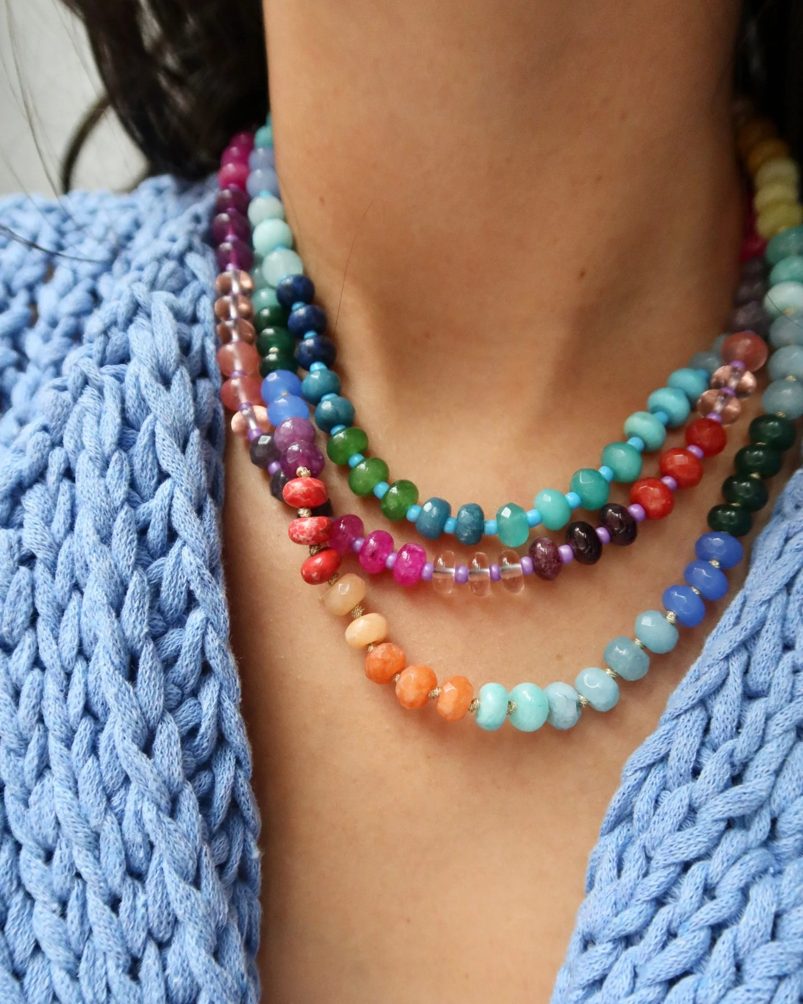 BLUEBERRY TWIST CANDY BEADED NECKLACE - Image 4