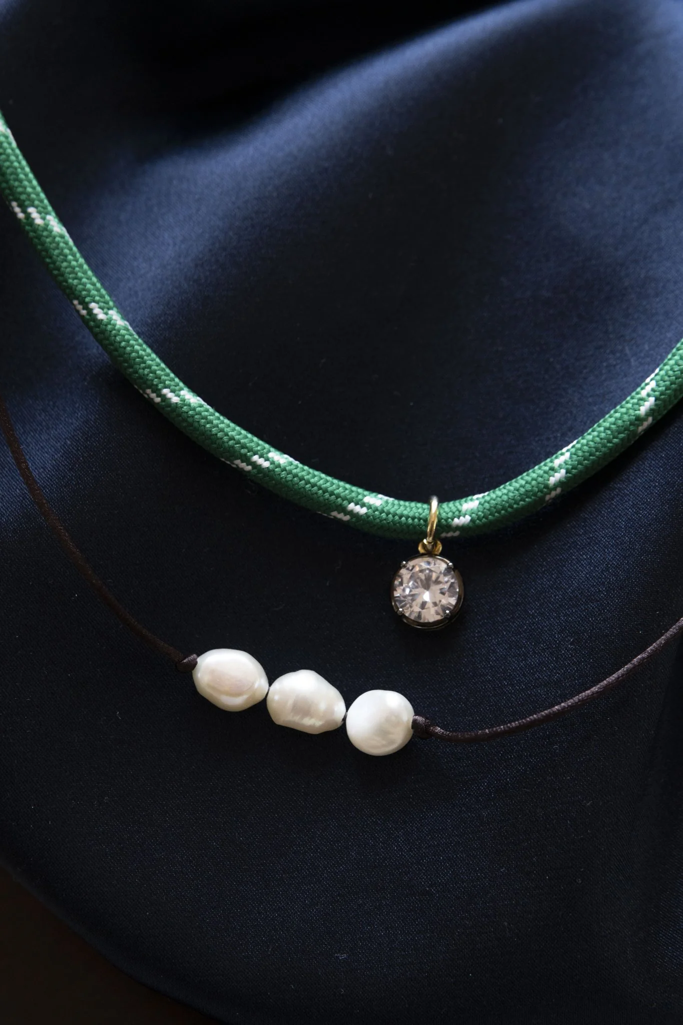 Cher Georgian CZ Pendant on Green Paracord - Image 2