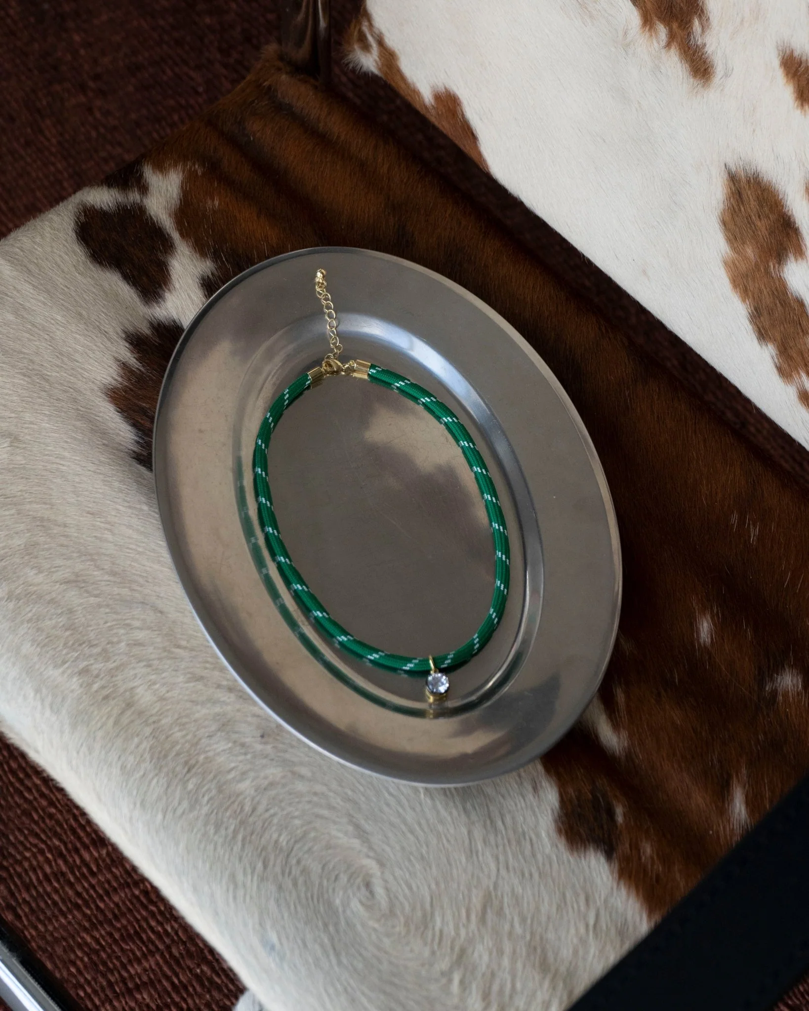 Cher Georgian CZ Pendant on Green Paracord - Image 4