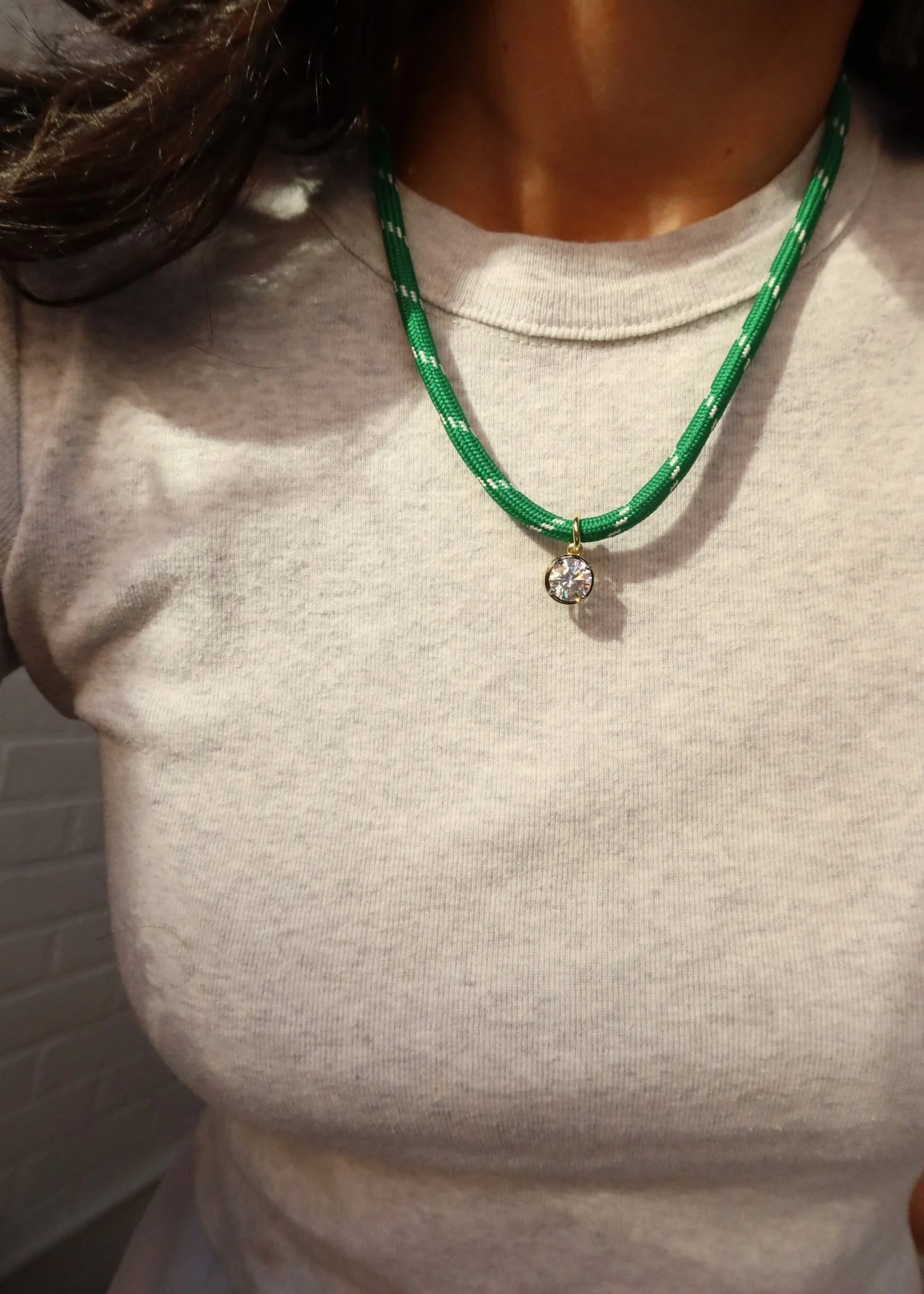 Cher Georgian CZ Pendant on Green Paracord - Image 7