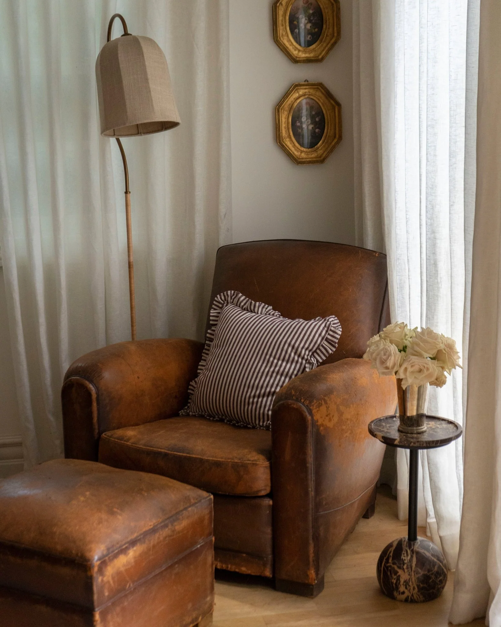 BROWN & CREAM PINSTRIPE THROW PILLOW - Image 2
