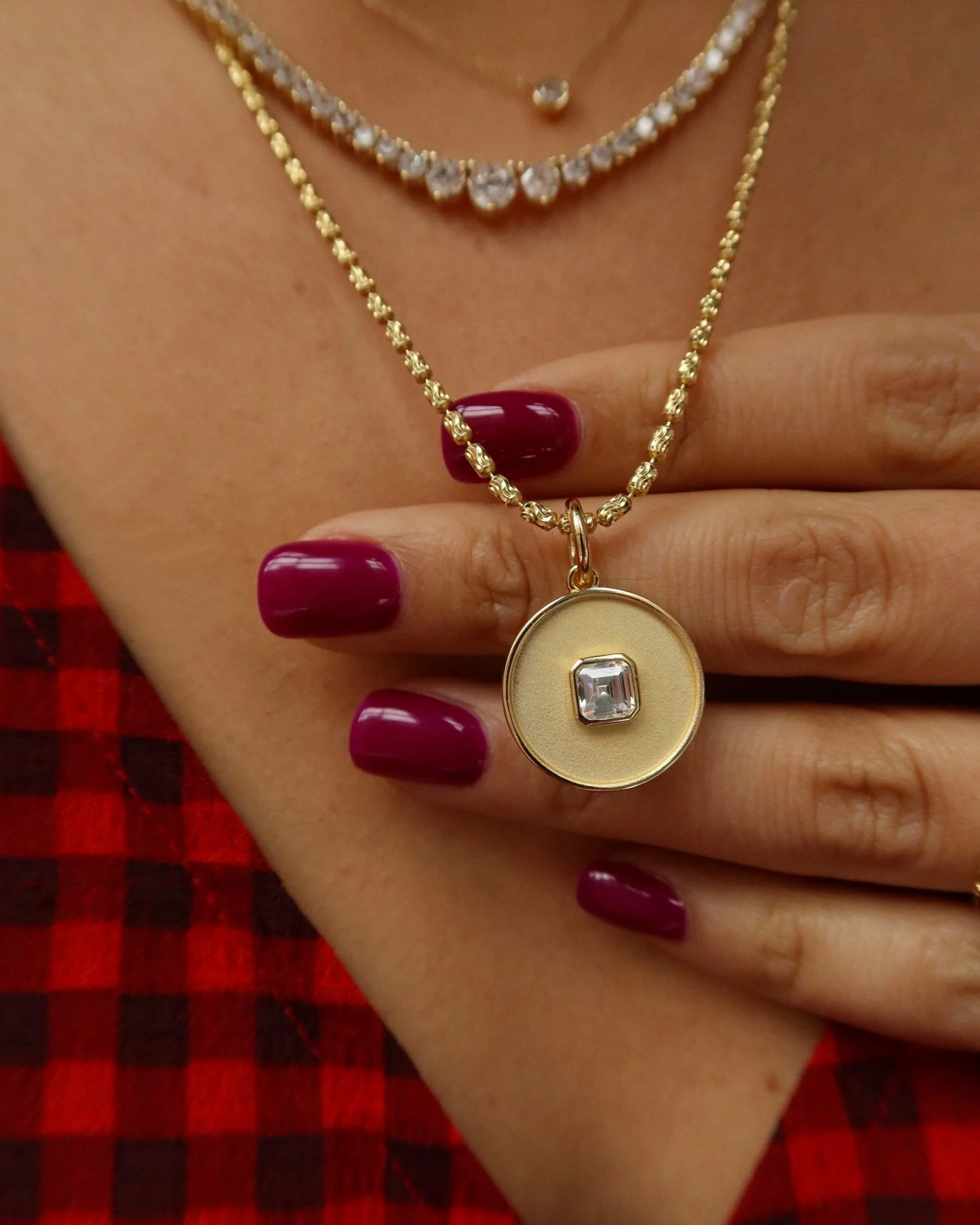 SIENNA BRUSHED STONE PENDANT NECKLACE