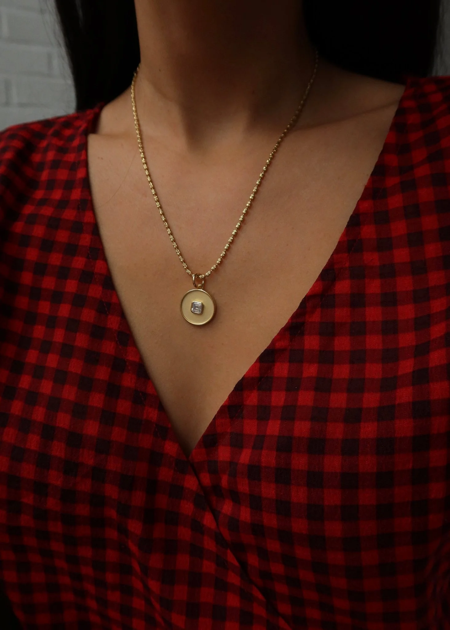 SIENNA BRUSHED STONE PENDANT NECKLACE - Image 8
