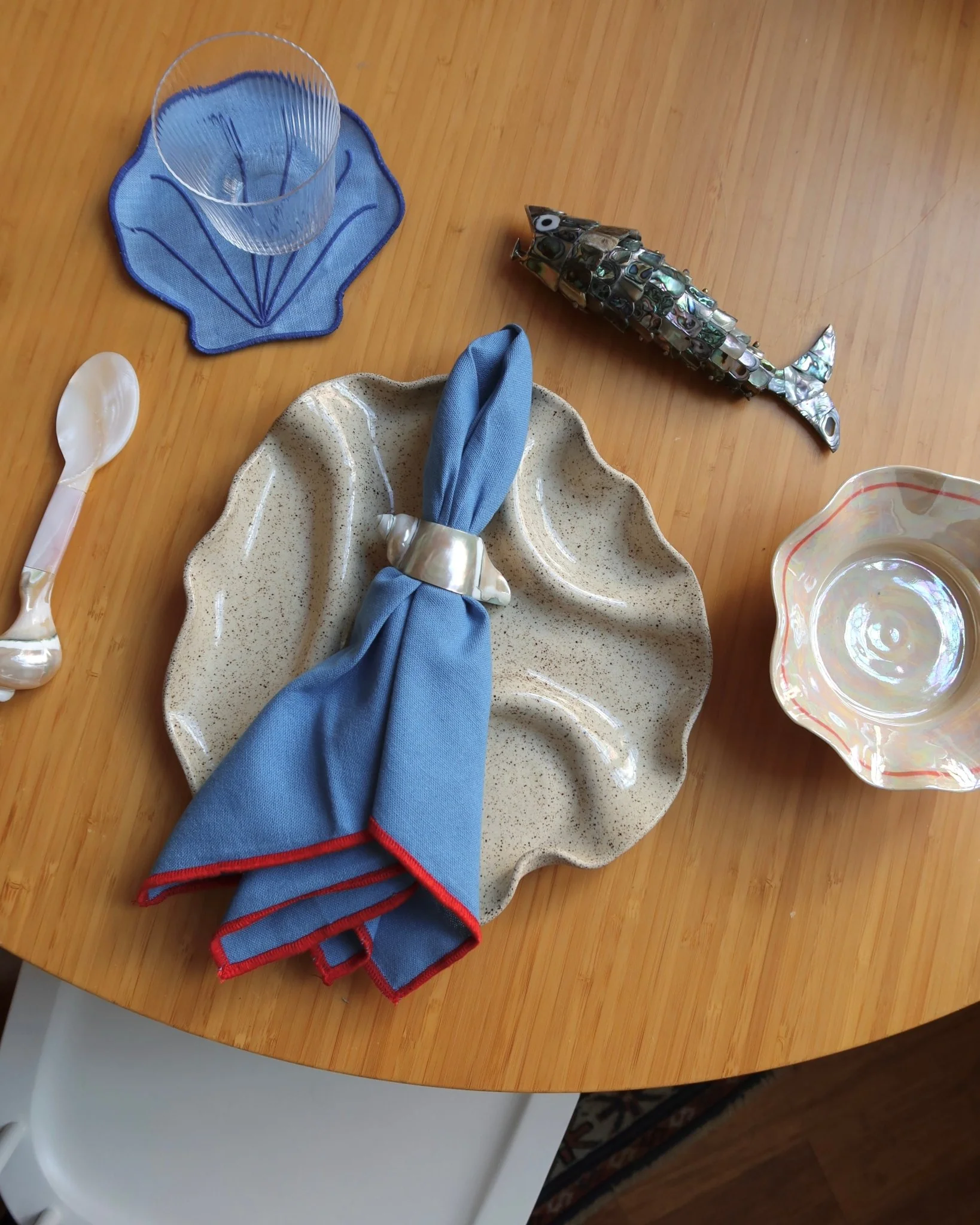100% COTTON FRENCH BLUE AND RED NAPKINS (SET OF 4) - Image 4