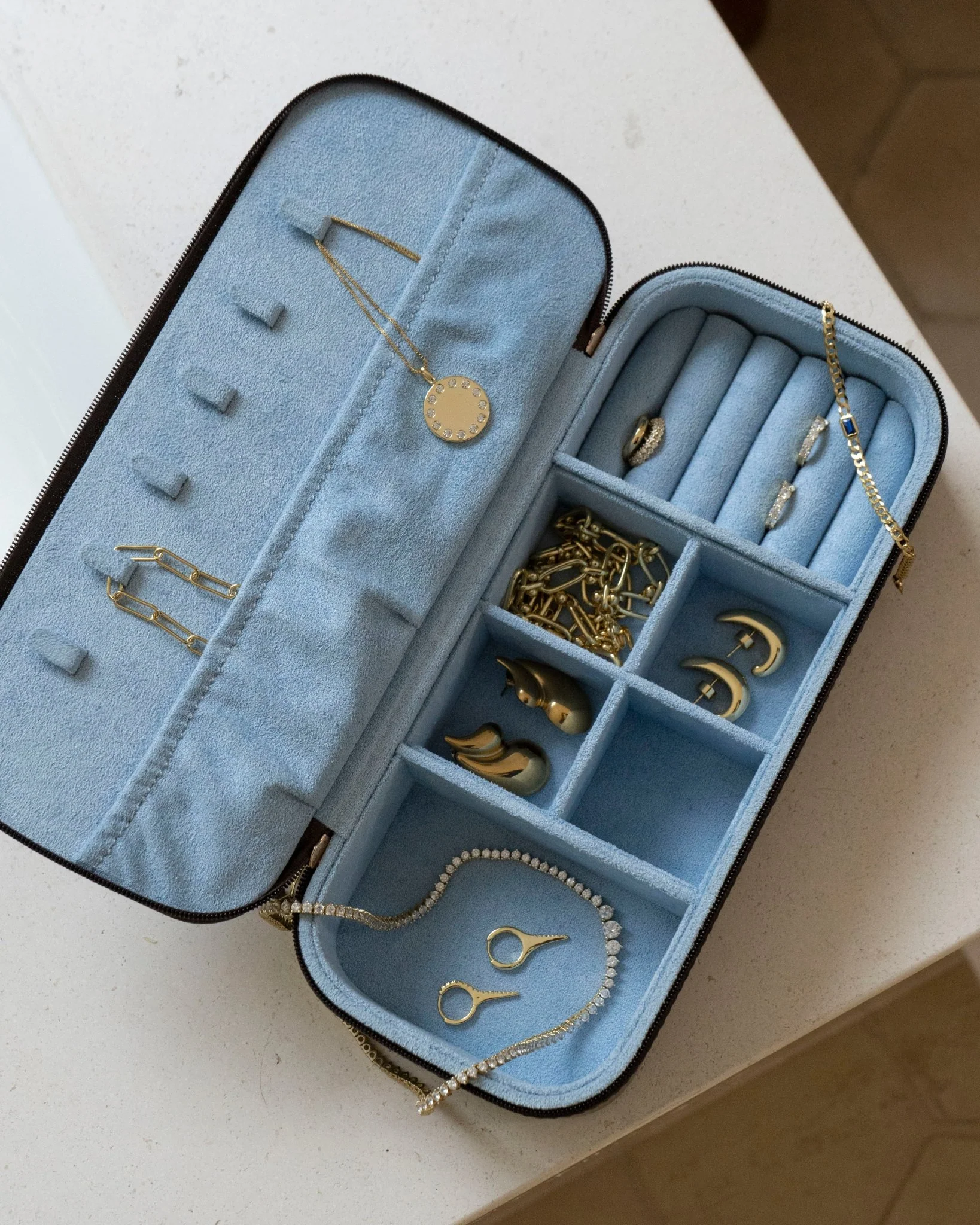 CHOCOLATE & BLUE 2-IN-1 TRAVEL JEWELRY CASE - Image 9