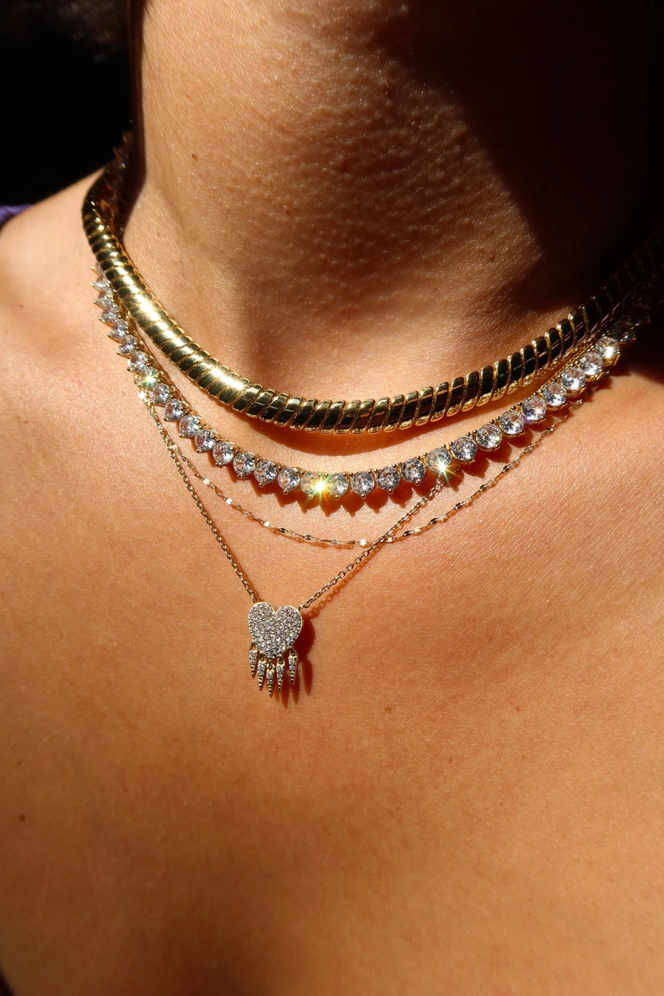 FLORENCE PAVÉ HEART SHAKER NECKLACE