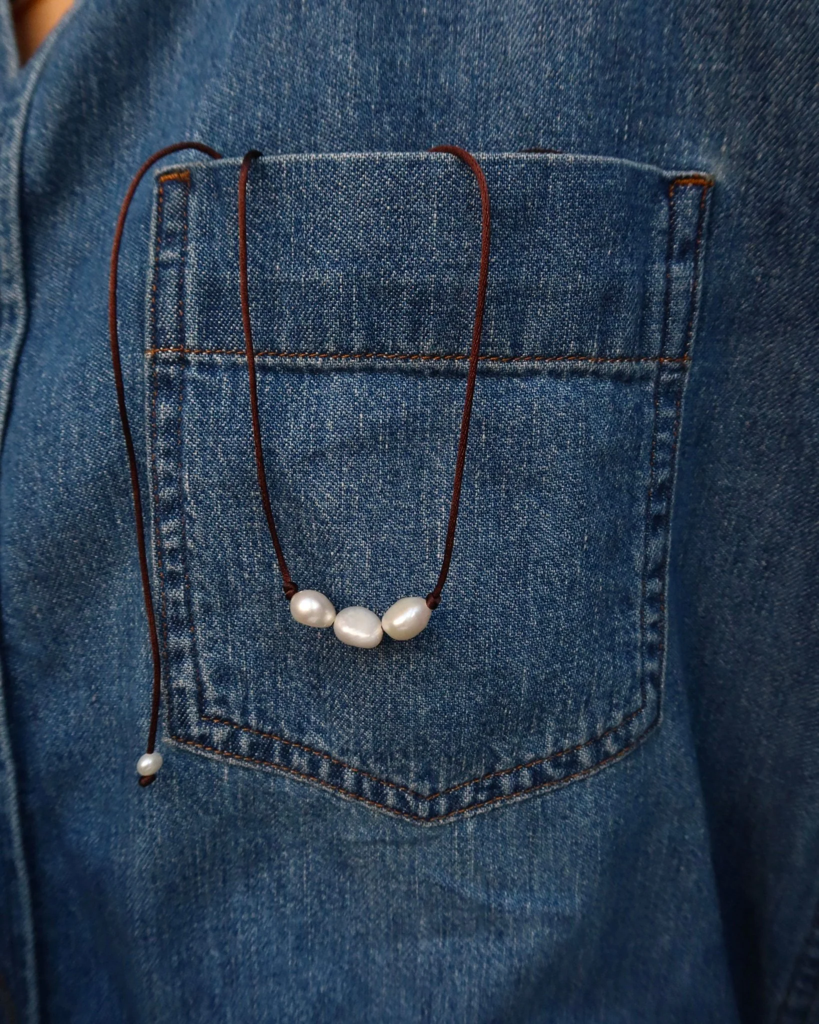 Tai Freshwater Pearl Trio on Silk Cord - Image 4