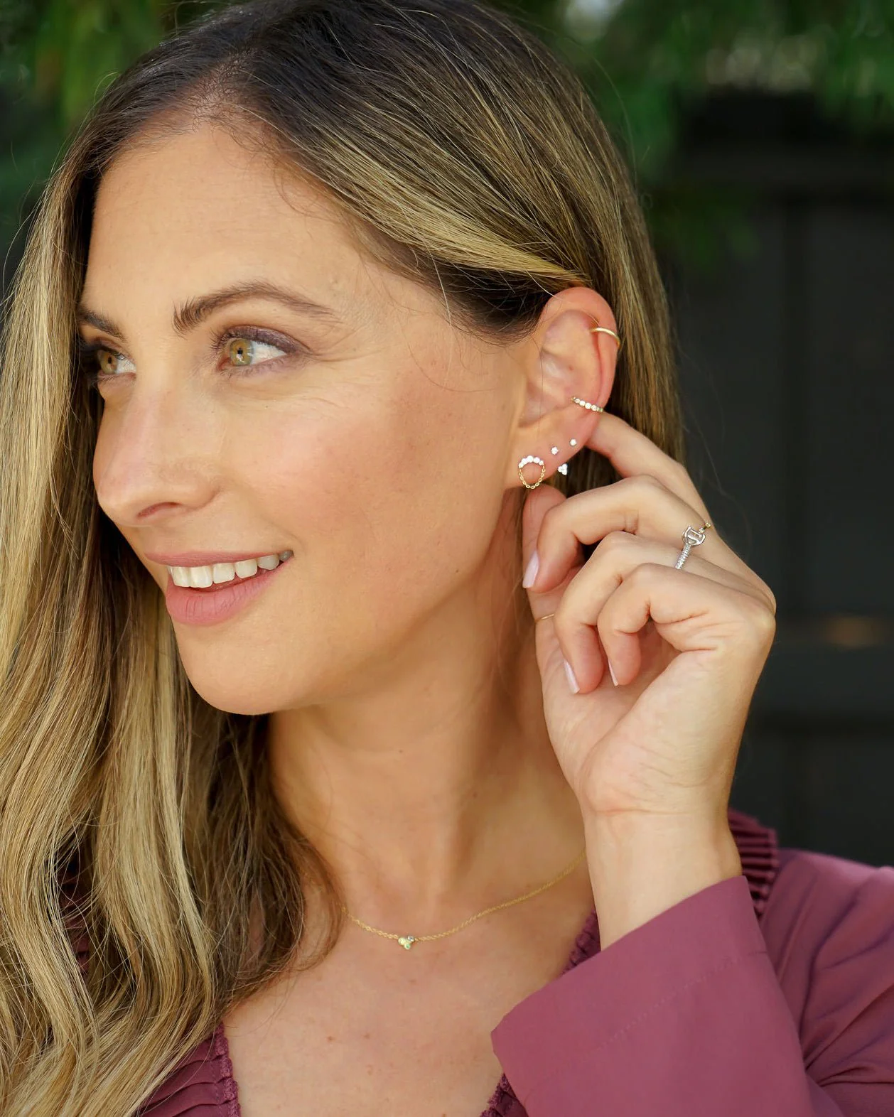 GWEN CURVE SPARKLE CHAIN DROP STUDS - Image 3
