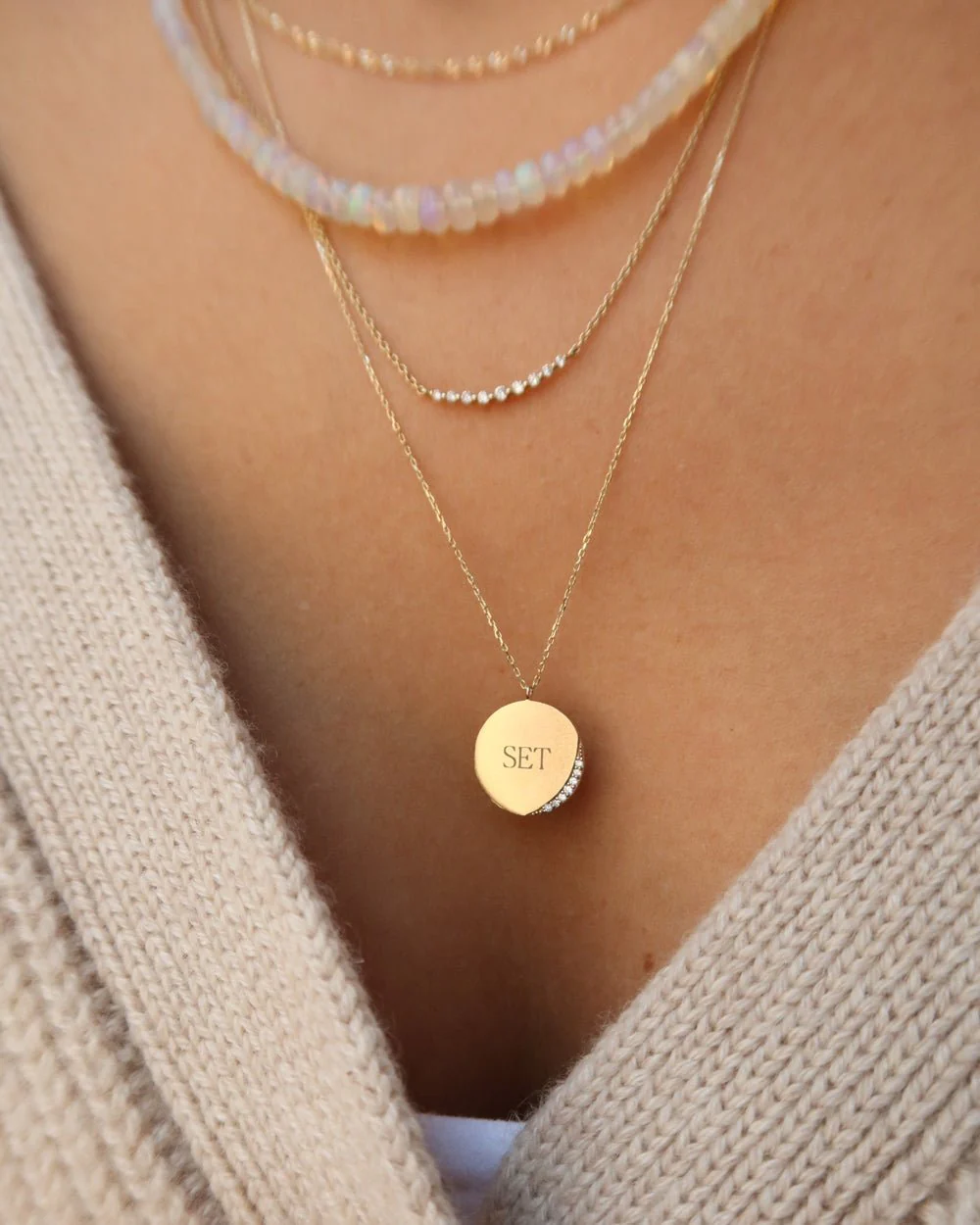SICILY DIAMOND DISC NECKLACE - Image 9