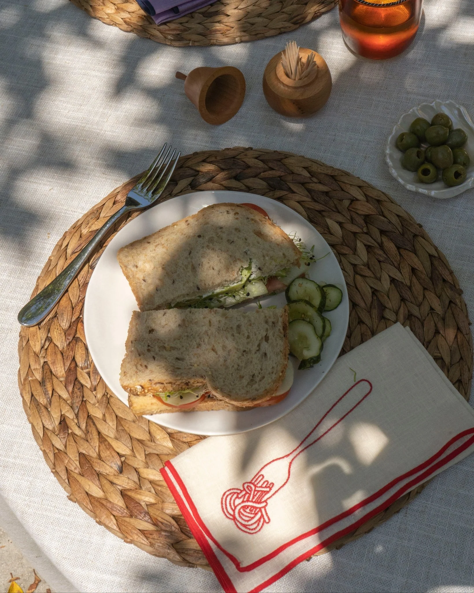 Linen Blend Napkin Spaghetti Embroidery (Set of 2) - Image 4