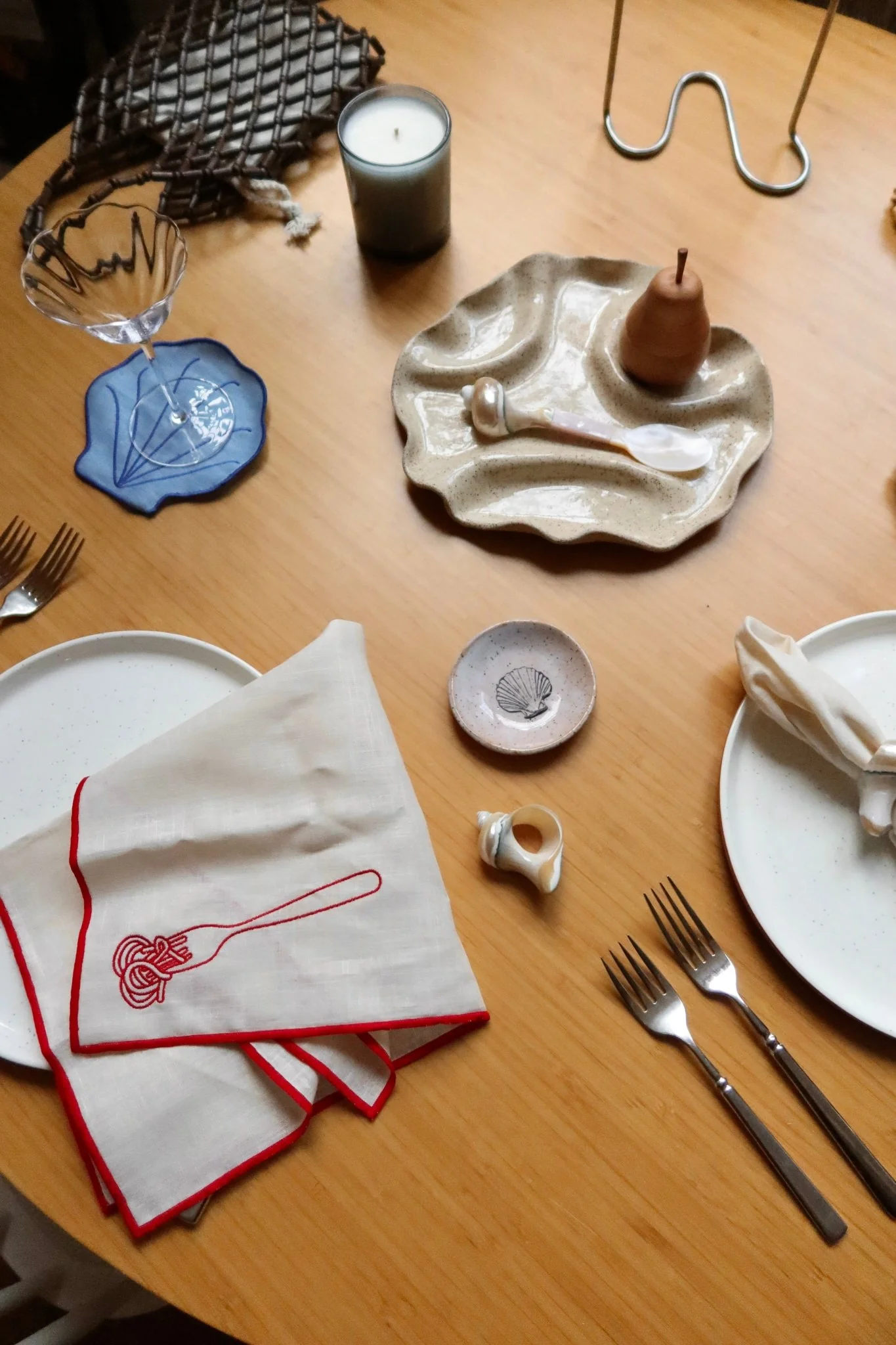 Linen Blend Napkin Spaghetti Embroidery (Set of 2) - Image 5
