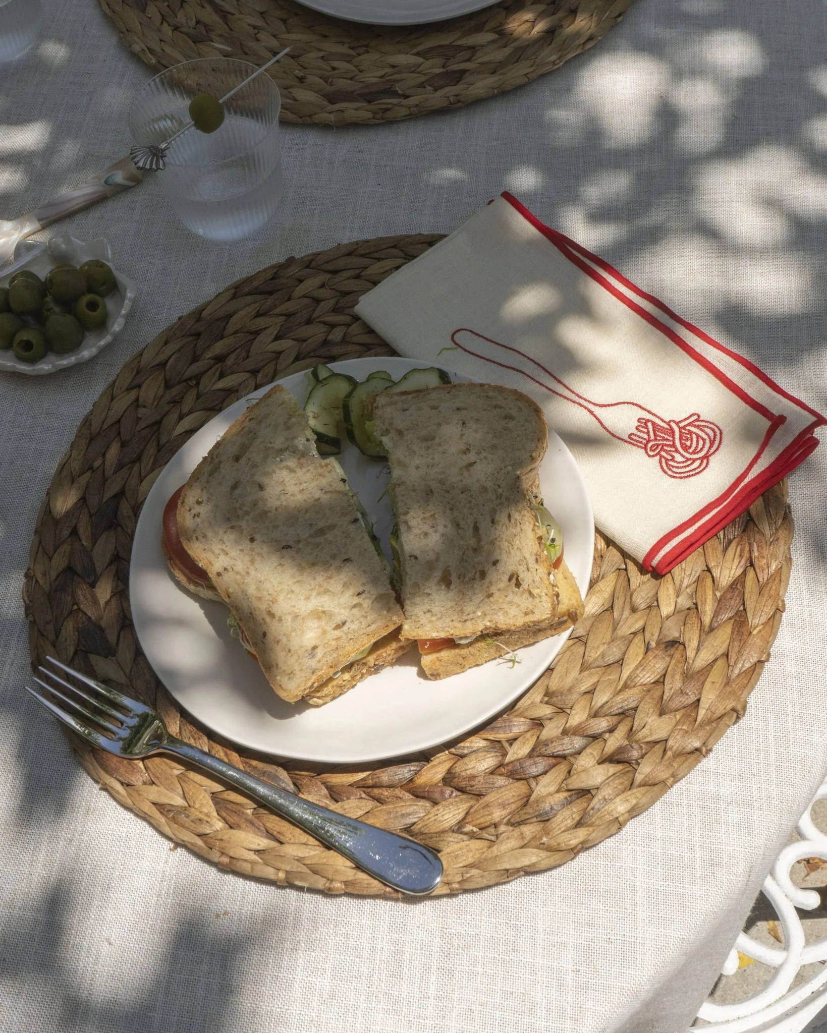 Linen Blend Napkin Spaghetti Embroidery (Set of 2) - Image 7