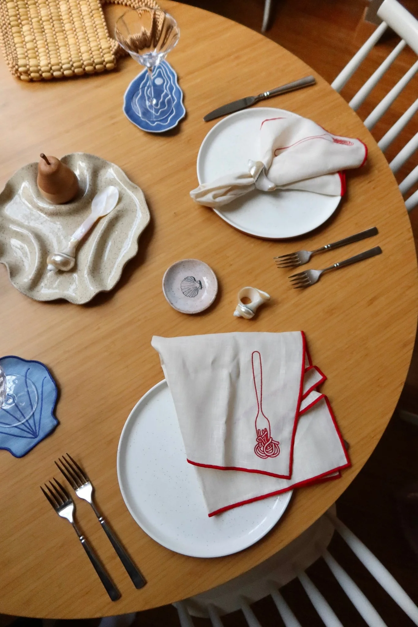 Linen Blend Napkin Spaghetti Embroidery (Set of 2) - Image 8