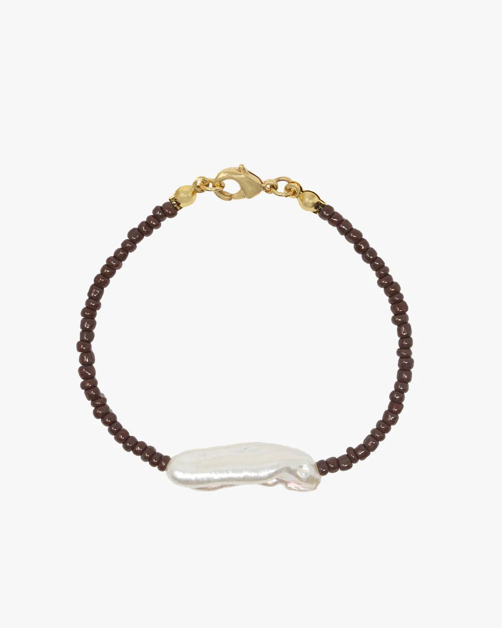 MYA SEED BEAD PEARL BRACELET (BROWN) - Image 5