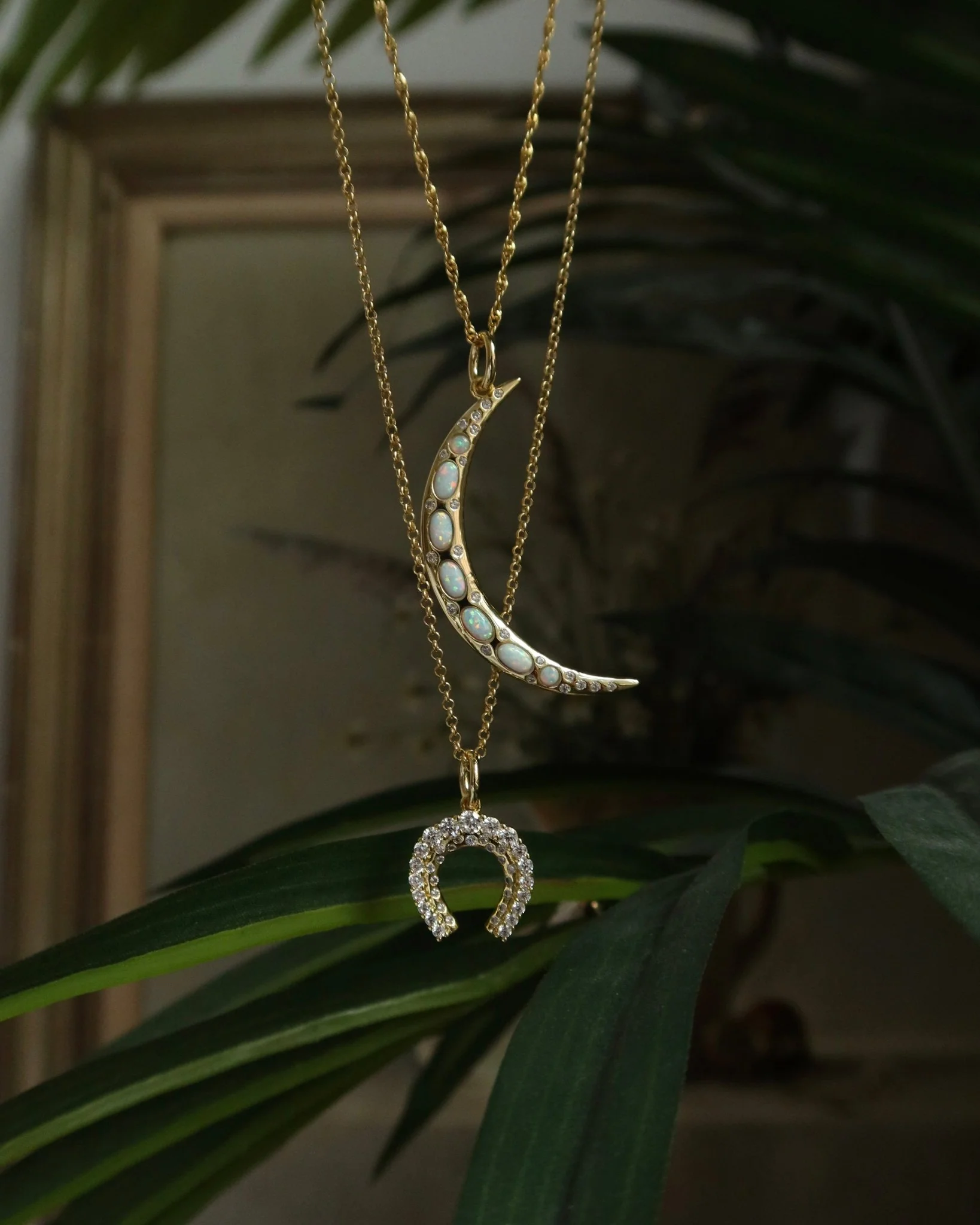 SELENE OPAL MOON CHARM NECKLACE - Image 11