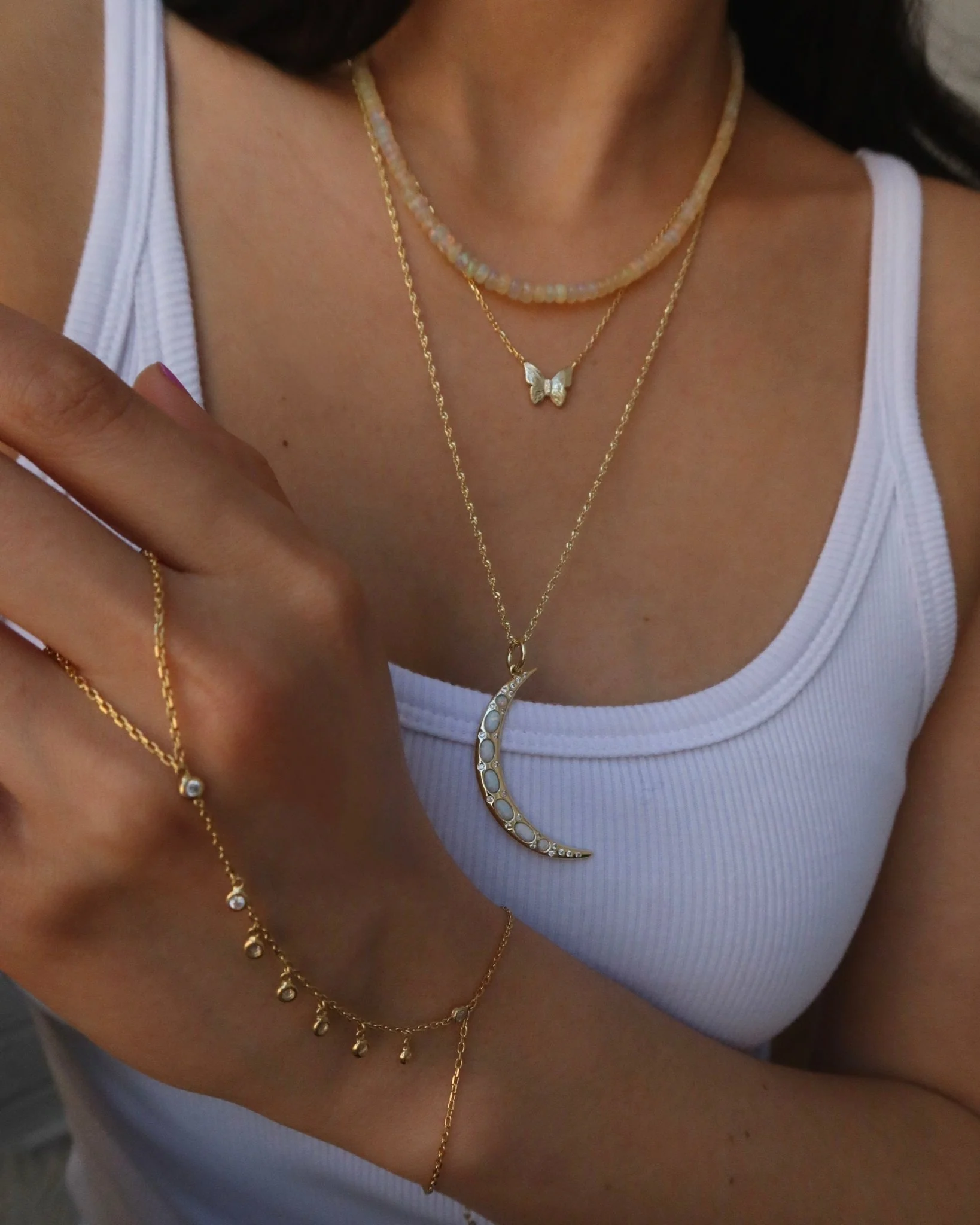 SELENE OPAL MOON CHARM NECKLACE - Image 3