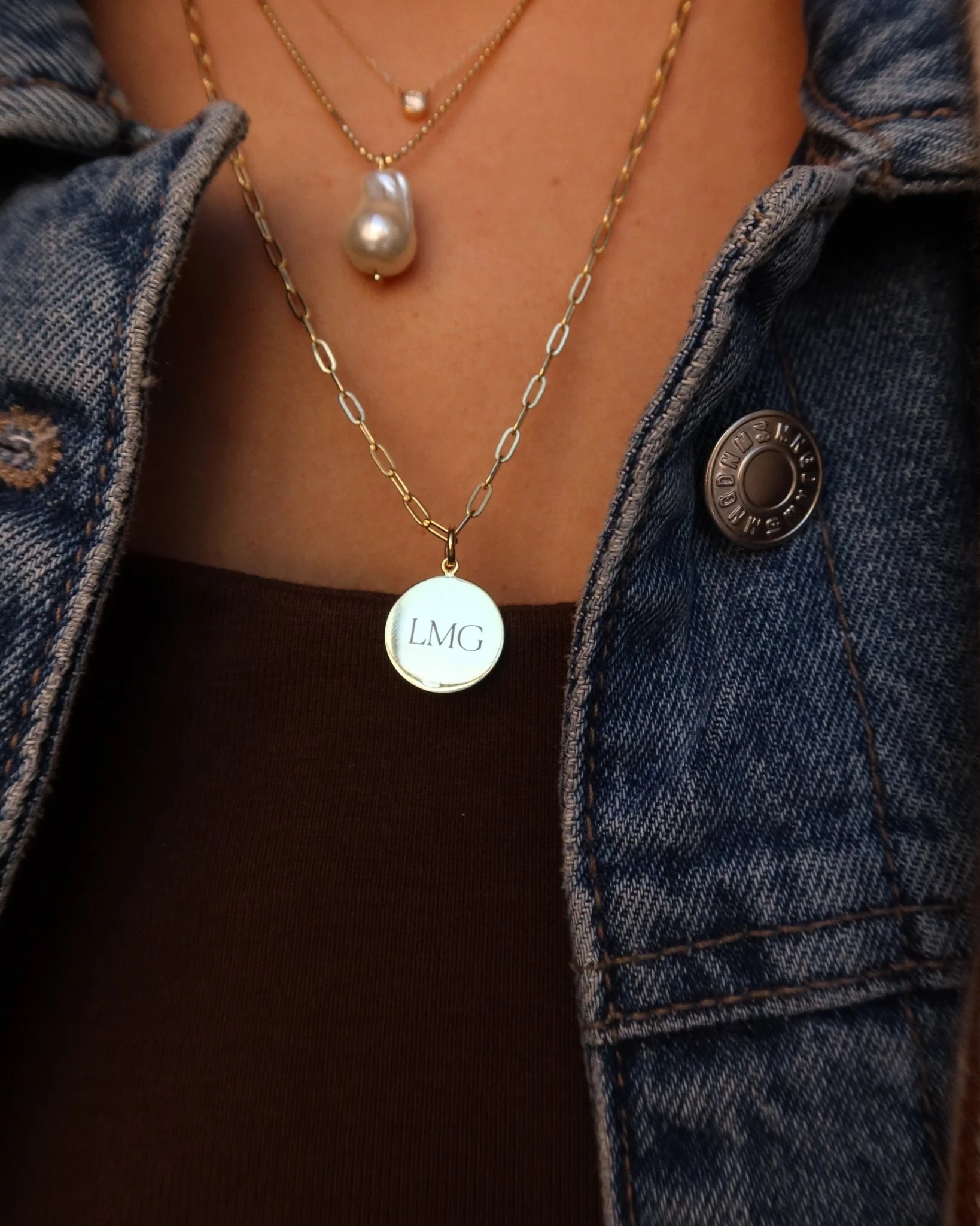 ALISON ENGRAVABLE PENDANT WITH PAPERCLIP CHAIN