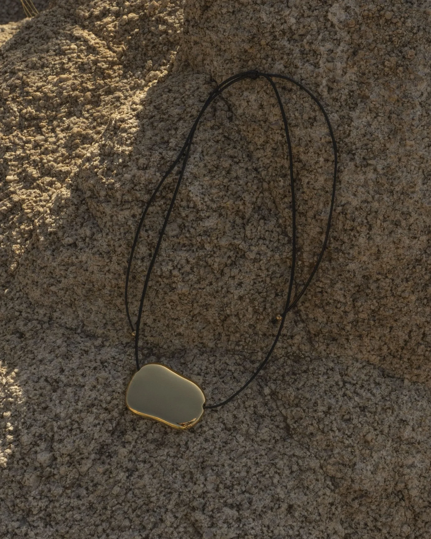 RAQUEL ORGANIC GOLD PLATE LEATHER NECKLACE - Image 9