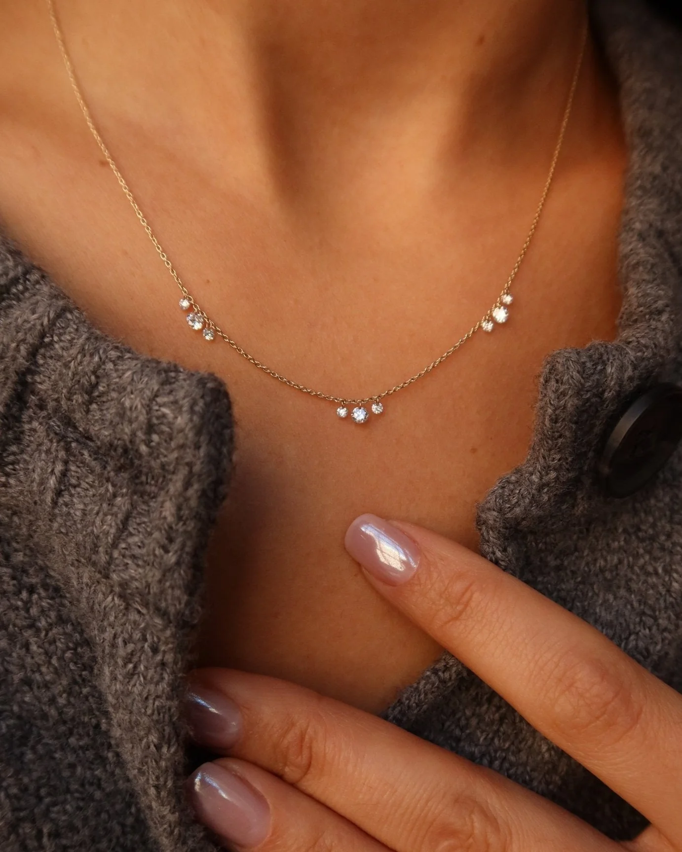 SAUSALITO TRIPLE DIAMOND CLUSTER NECKLACE