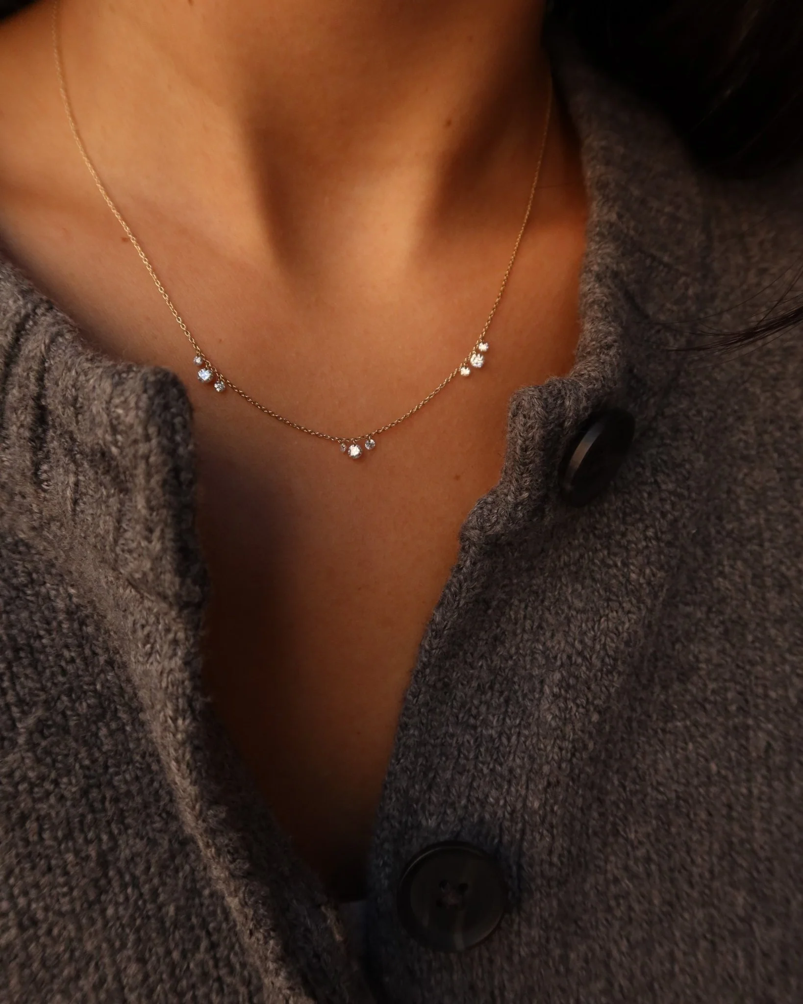 SAUSALITO TRIPLE DIAMOND CLUSTER NECKLACE - Image 3