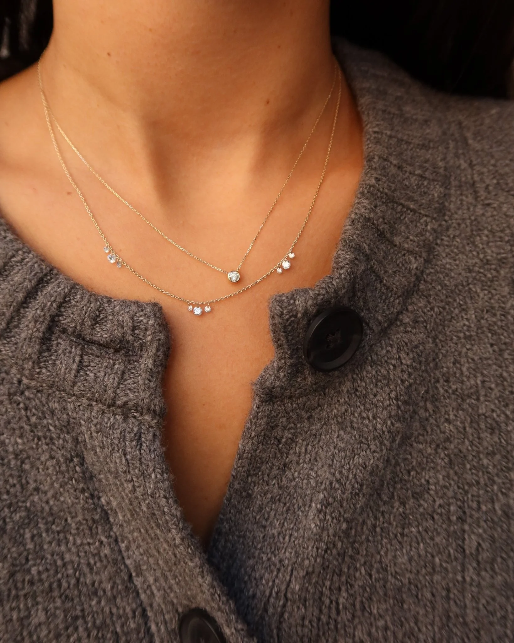 SAUSALITO TRIPLE DIAMOND CLUSTER NECKLACE - Image 6