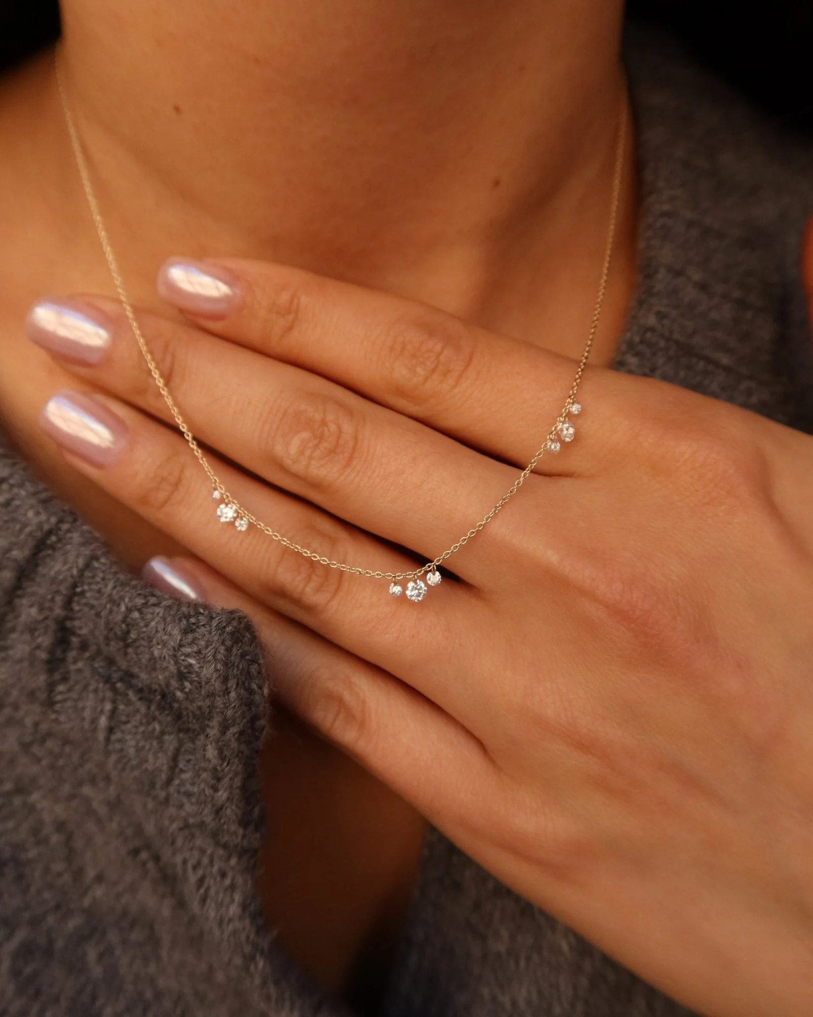 SAUSALITO TRIPLE DIAMOND CLUSTER NECKLACE - Image 8