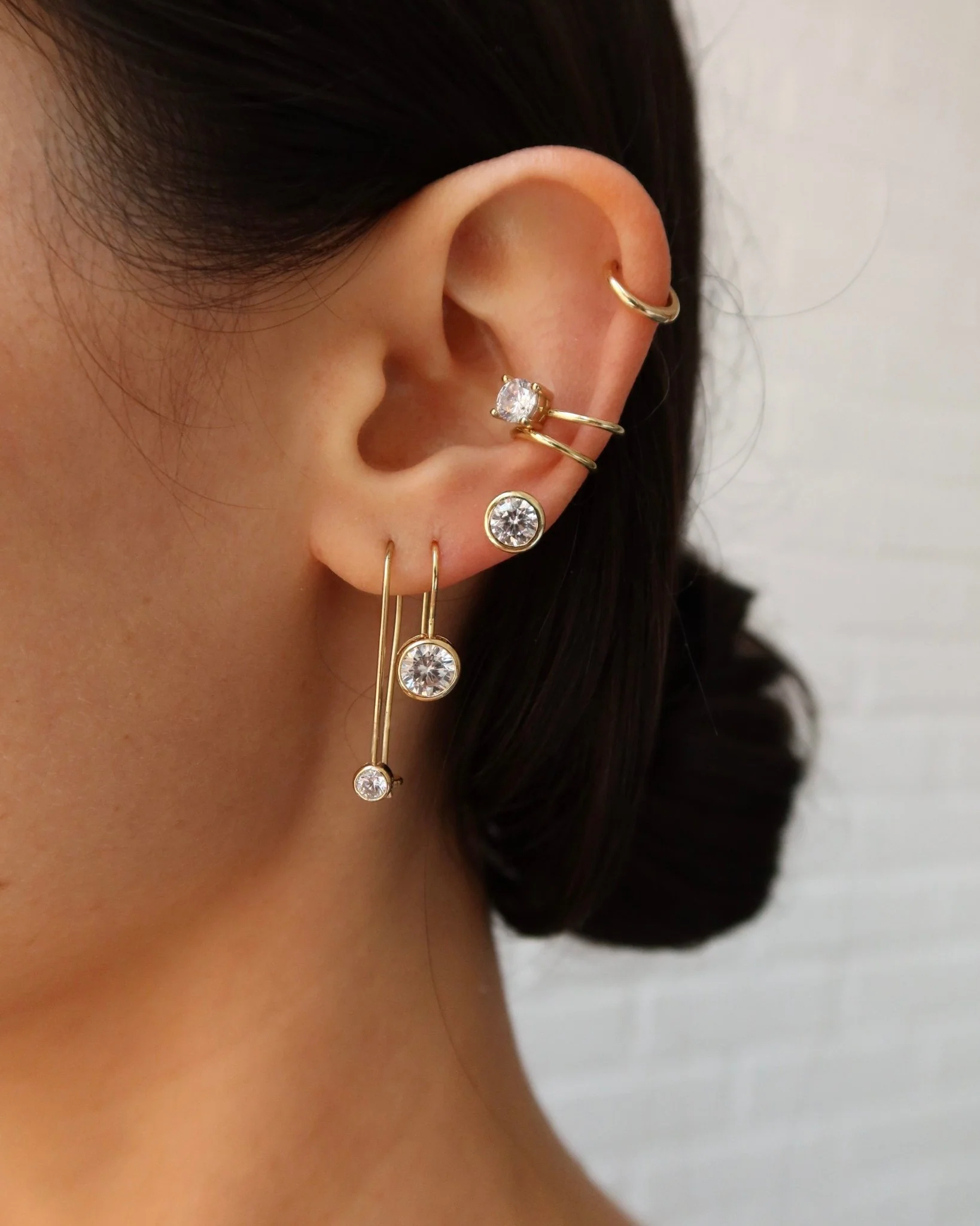 ISABELLA DAINTY BEZEL DROP LONG THREADERS - Image 4