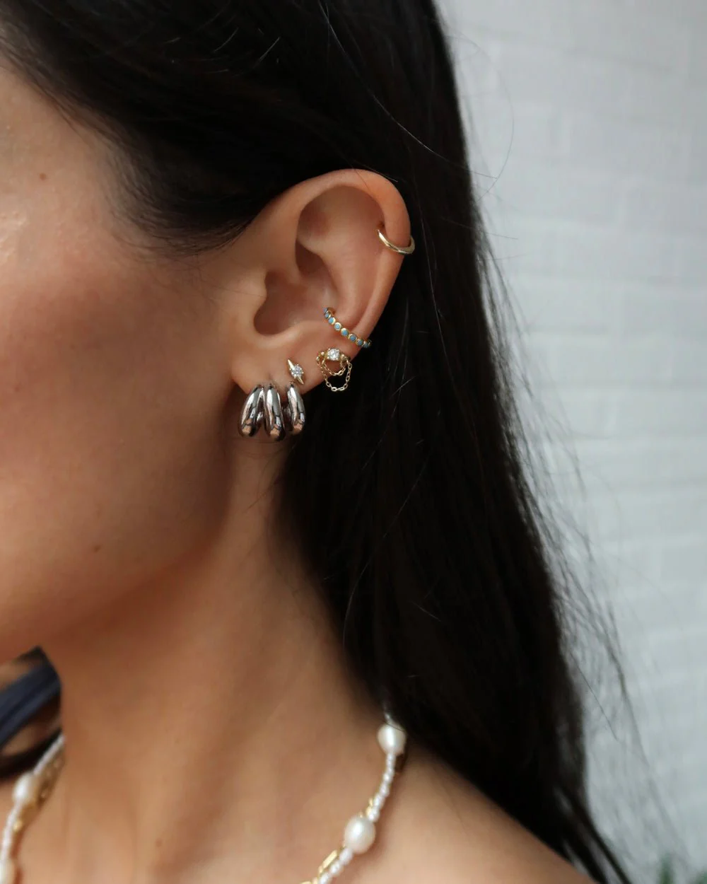 DESSA SILVER TRIPLE-HOOP EARRINGS - Image 3